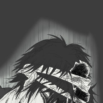 【出禁のモグラ】手描きとアイビスで、不気味にわらう所模写してみた