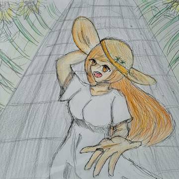 ひまわり畑と共に