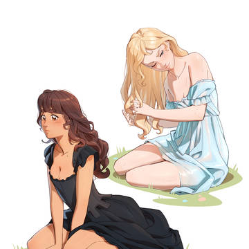 Pretty girls waiting by the lake