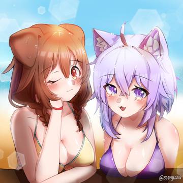 Okayu & Korone at the Beach !