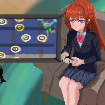 ゲームやっててむくれてる子