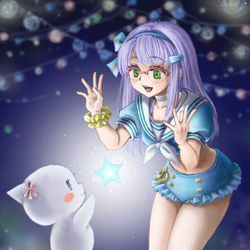 ネオンと可愛いお化け