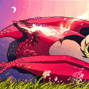 Pixel red dragon