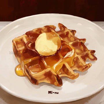 まんまるバターとたっぷりメープルとワッフル🧇