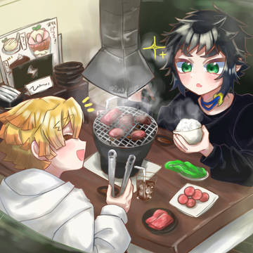 焼肉食べに来た雷兄弟