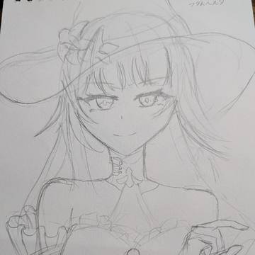 線画途中のマダムヘルタ