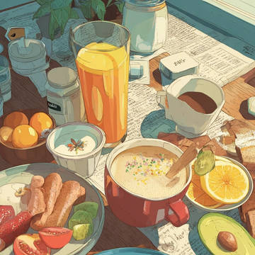 朝食テーブル