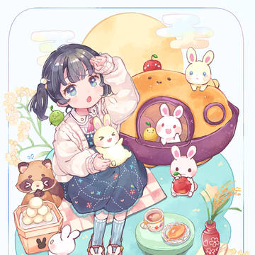 お月様を見上げて。