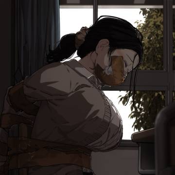 放課後の教室に縛られた女の子