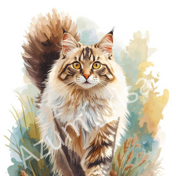 自然の中にたたずむノルウェージャンフォレストキャット