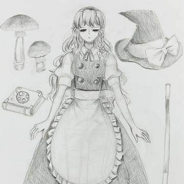 鉛筆画魔理沙