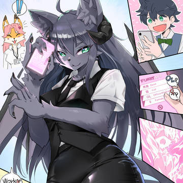 【Skeb】ケモノ化アプリ：TS悪魔猫OLさん