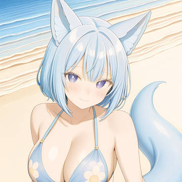狐女のプール風