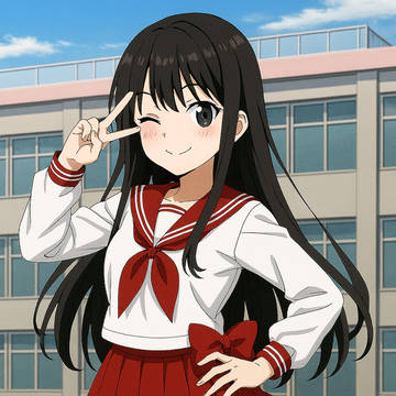 copilotで描いたセーラー服の少女