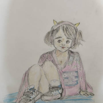 インカム付けて着物着てる女の子