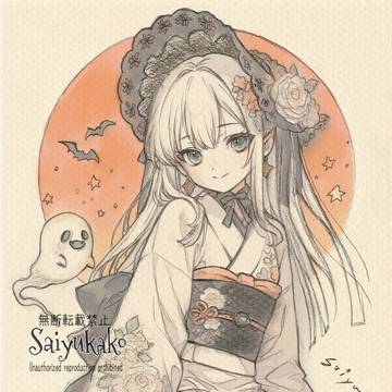 和風ロリータ×魔女っ子★手描きイラスト