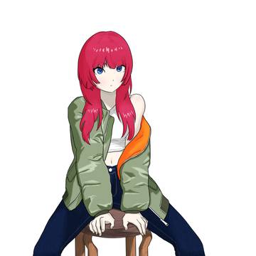k-pop風赤髪