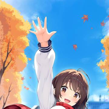 秋の朝の通学路
