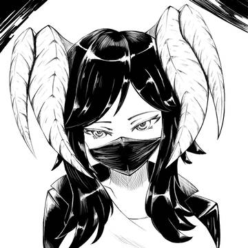 モノクロ角娘