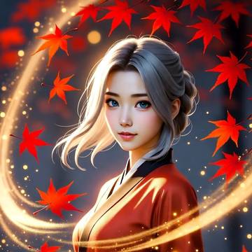 紅葉に舞う天使