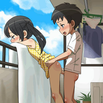 ベランダで