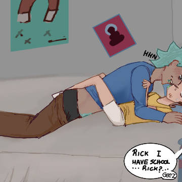 Rick passed out ontop of morty