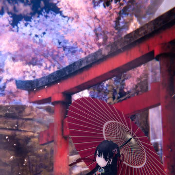 桜吹雪の中で