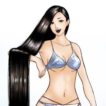水着の超ロングヘアお姉さん