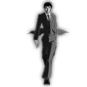 正面から歩いて来る背広。