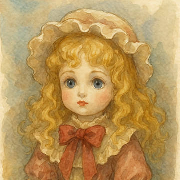 アンティークドールの水彩画 – Antique Doll Wat