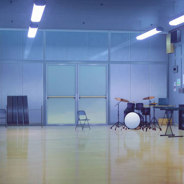 アイドル練習室・背景セット（昼／夜）