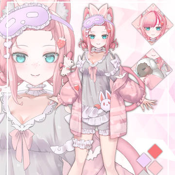 Pajama Cat Vampire Vtuber art