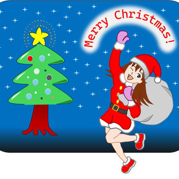 サンタガールとクリスマスツリー