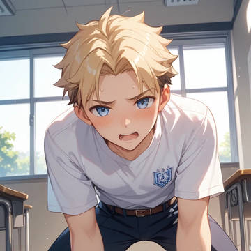 男子高校生が跪く