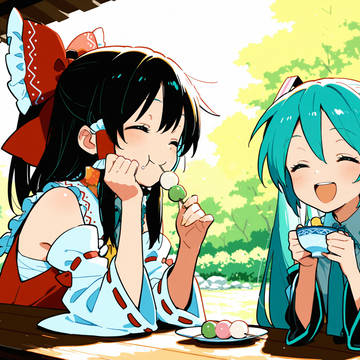 初音ミクと霊夢のお茶会