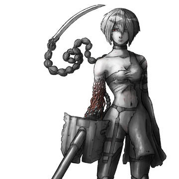 腕に大砲を持つ少女