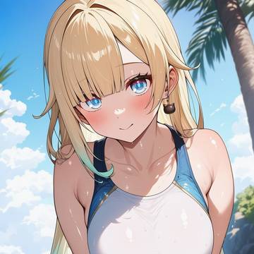 藍沢エマ　白スクール水着