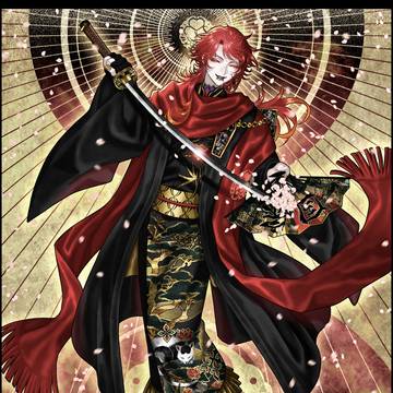 扇から抜刀する三郎国宗