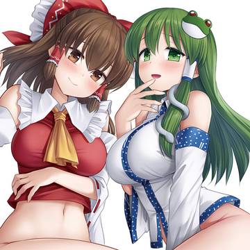 履いてない霊夢と早苗♡