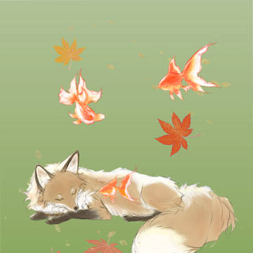 眠る狐と紅葉に舞う宝石