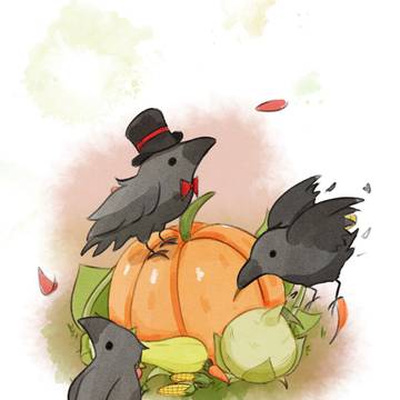 Crows and pumpkin