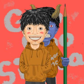 自分の似顔絵【悪魔に変身】