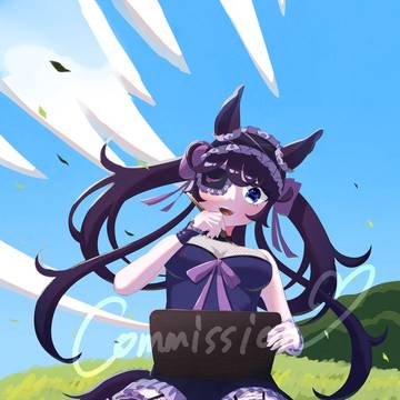 青空の下、草原で絵を描く