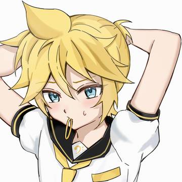 髪をくくるレンくん