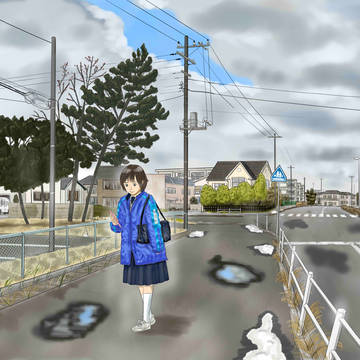 冬の通学路