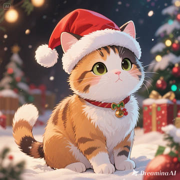 クリスマスだにゃん(サンタ帽子付き)