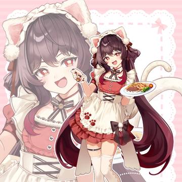 ねこみみメイド胡桃ちゃん🐈‍⬛👻(全身)