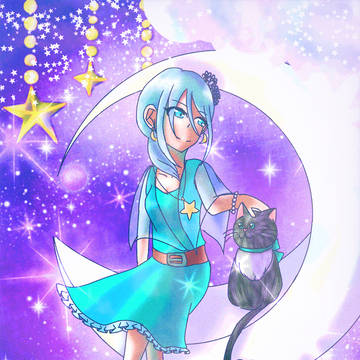 月の女神と猫