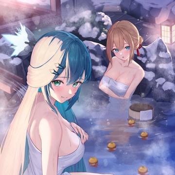 雪と湯煙