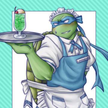 【TMNT】ウェイトレスなレオナルド【女装】